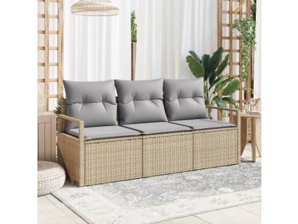 Set pohovek 3 pcs Béžová polyratan