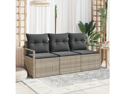 Set pohovek 3 pcs Světle šedá polyratan