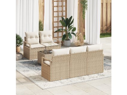 Set pohovek 6 pcs Béžová a krémová polyratan