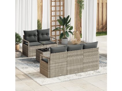Set pohovek 6 pcs Světle šedá polyratan
