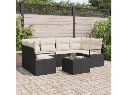 Set pohovek 7 pcs Černá a krémová polyratan