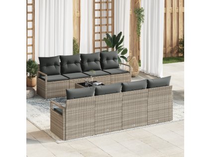 Set pohovek s polštářem 7 pcs Světle šedá polyratan