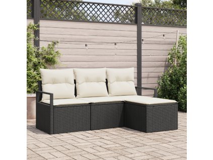 Sada zahradních pohovek 4 pcs Černá Poly ratan