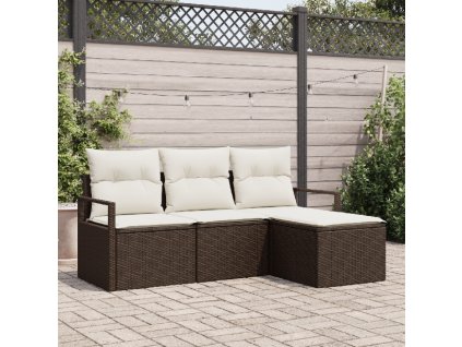 Set pohovek 4 pcs Hnědá polyratan