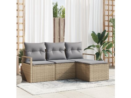 Set pohovek 4 pcs Béžová polyratan