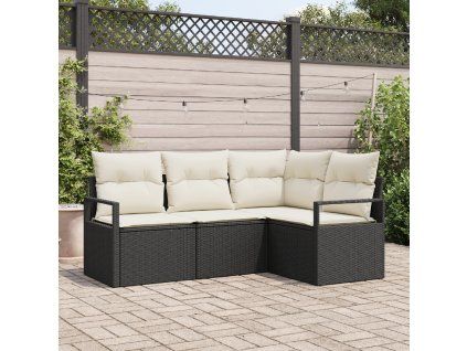 Set pohovek 4 pcs Černá polyratan 3346357