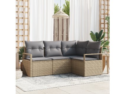 Set pohovek 4 pcs Béžová polyratan