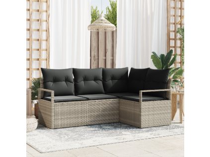 Set pohovek 4 pcs Světle šedá polyratan