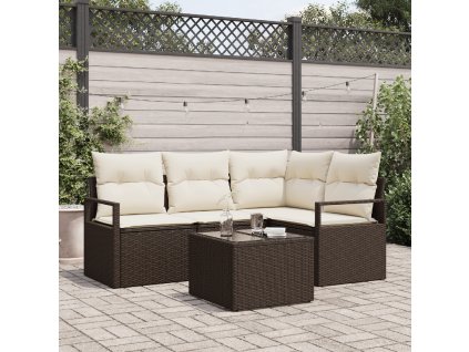 Set pohovek 5 pcs Hnědá polyratan