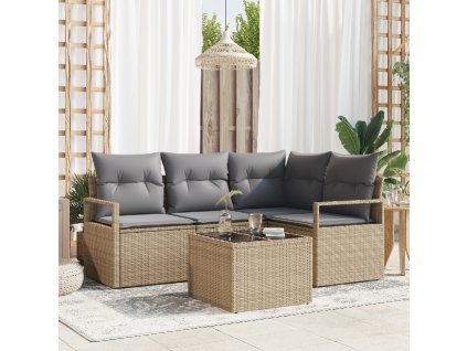 Set pohovek 5 pcs Béžová polyratan