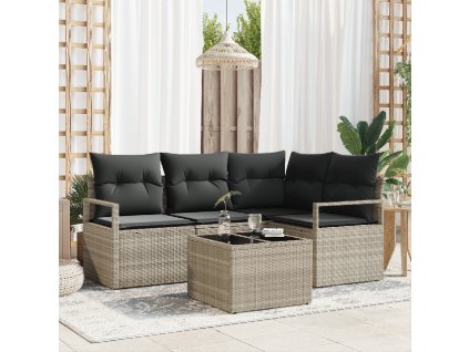 Set pohovek 5 pcs Světle šedá polyratan