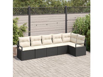 Set pohovek 6 pcs Černá polyratan 3346397