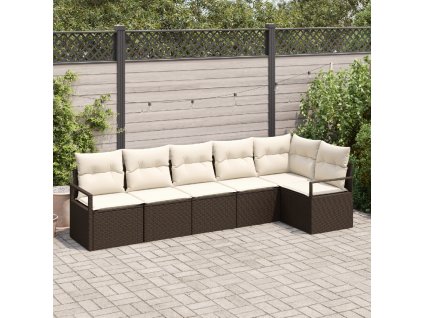 Set pohovek 6 pcs Hnědá polyratan