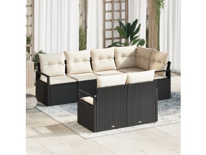 Set pohovek 7 pcs Černá polyratan