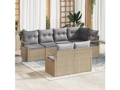 Set pohovek 7 pcs Béžová polyratan