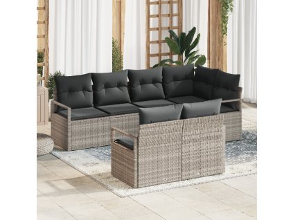 Set pohovek 7 pcs Světle šedá polyratan