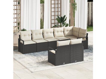 Set pohovek 8 pcs Černá polyratan 3346427