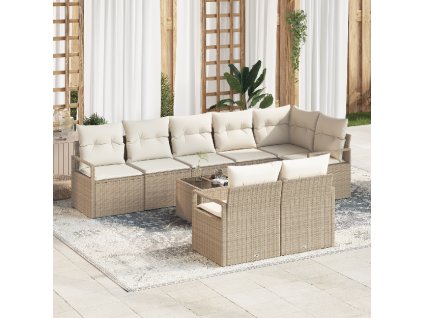 Set pohovek 9 pcs Béžová polyratan