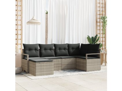 Set pohovek 6 pcs Světle šedá polyratan