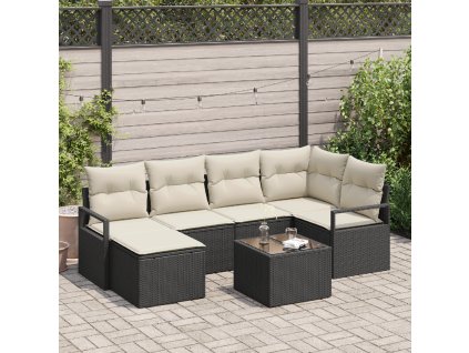 Set pohovek 7 pcs Černá polyratan