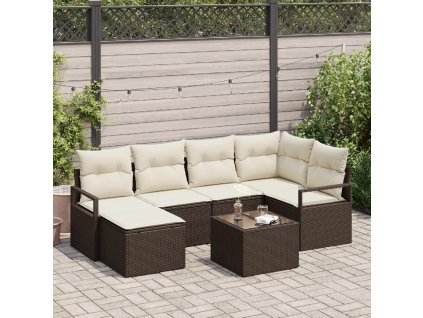 Set pohovek 7 pcs Hnědá polyratan