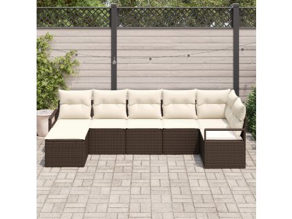 Set pohovek 7 pcs Hnědá polyratan