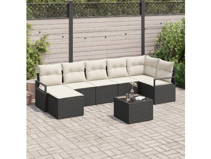 Set pohovek s polštářem 8 pcs Černá polyratan