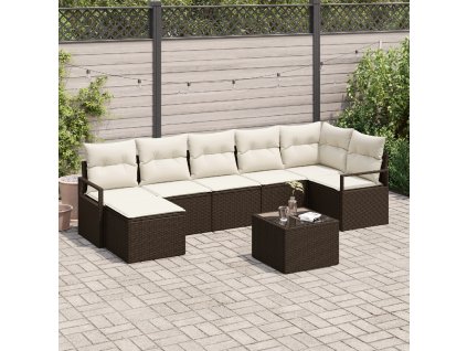 Set pohovek 8 pcs Hnědá polyratan