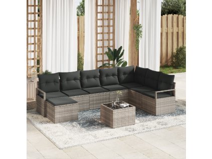 Set pohovek s polštářem 8 pcs Světle šedá polyratan