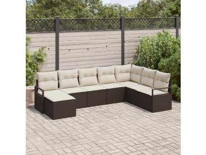 Sada zahradních pohovek 8 pcs Hnědá Poly ratan