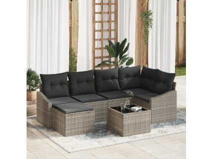 Sada zahradních pohovek 7 pcs Světle šedá Poly ratan