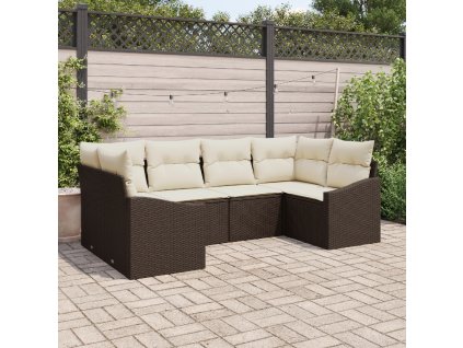 Set pohovek s polštářem 6 pcs Hnědá polyratan