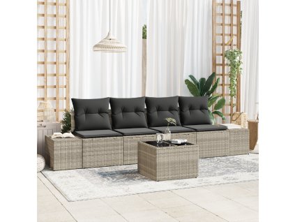 Set pohovek s polštářem s polštářem 5 pcs Světle šedá polyratan