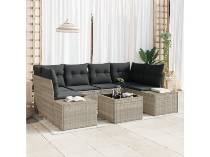 Sada zahradních pohovek s polštářem 7 pcs Světle šedá polyratan