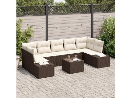 Sada zahradních pohovek 8 pcs Hnědá Poly ratan