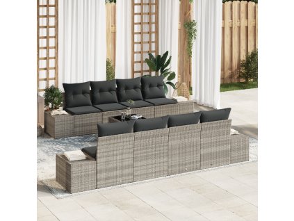 Sada zahradních pohovek s polštářem 7 pcs Světle šedá polyratan