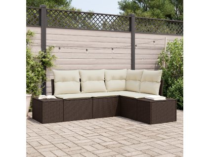 Sada zahradních pohovek 4 pcs Hnědá polyratan