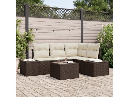 Sada zahradních pohovek 5 pcs Hnědá polyratan