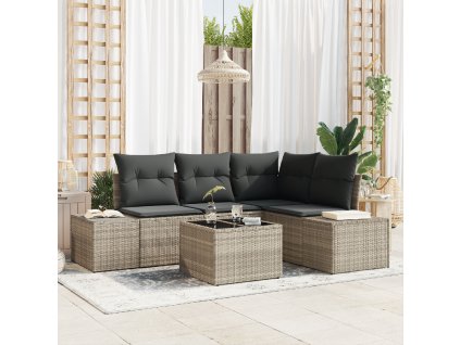 Sada zahradních pohovek 5 pcs Světle šedá polyratan