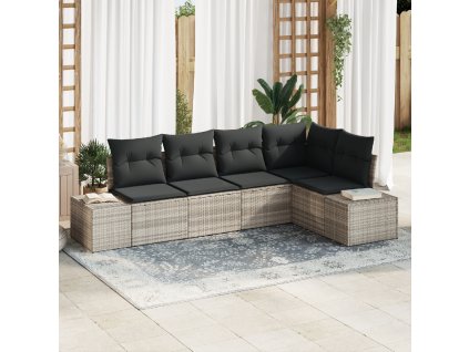 Sada zahradních pohovek 5 pcs Světle šedá polyratan