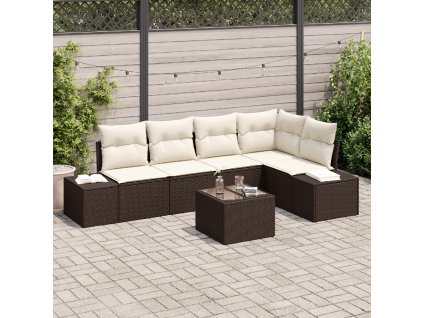 Sada zahradních pohovek 6 pcs Hnědá polyratan