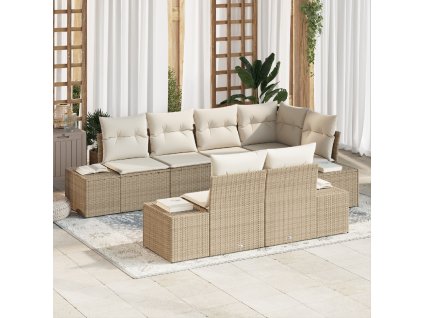 Sada zahradních pohovek 7 pcs Béžová a krémová polyratan