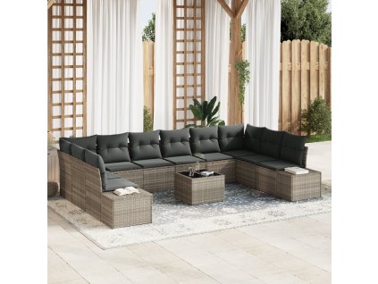 Sada zahradních pohovek 11 pcs Světle šedá polyratan