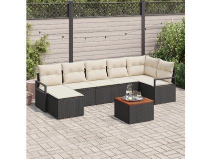 Sada zahradních pohovek s polštářem 8 pcs Černá Poly ratan