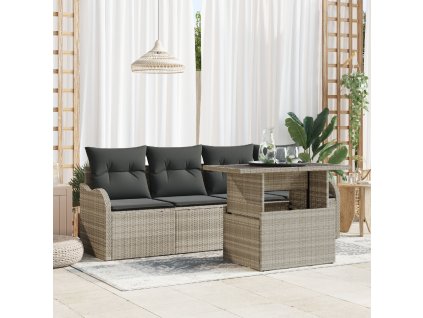 Sada zahradních pohovek 5 pcs Světle šedá Poly ratan