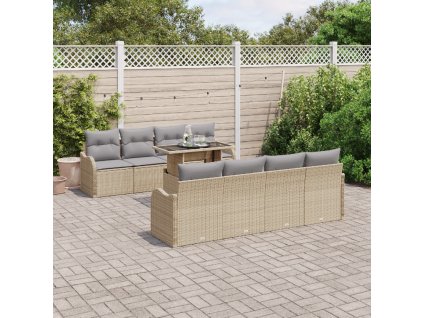 Sada zahradních pohovek 7 pcs Beige a šedá polyratan