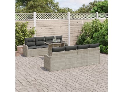 Sada zahradních pohovek s polštářem 7 pcs Světle šedá polyratan