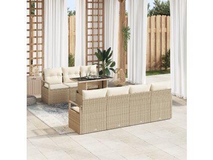 Sada zahradních pohovek 8 pcs Béžová a krémová polyratan