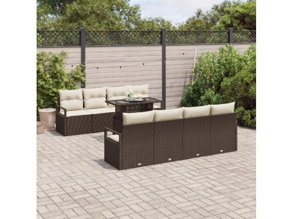 Sada zahradních pohovek 7 pcs Hnědá a krémová polyratan