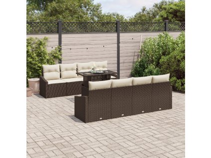 Sada zahradních pohovek 7 pcs Hnědá a krémová polyratan